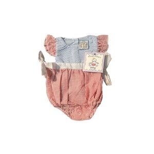 Three Sisters Red & Blue Seersucker Baby Romper